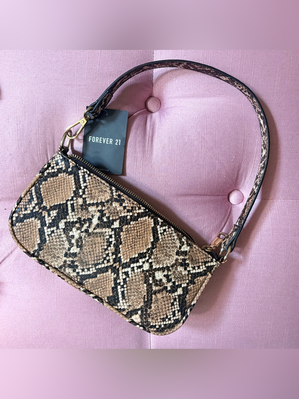 Forever 21 Brown and Black Snake Print Shoulder Bag